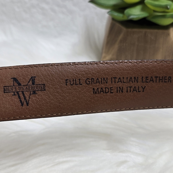 Men's Wearhouse Brown Italian Leather Men's Belt, Size 40 - Picture 3 of 5